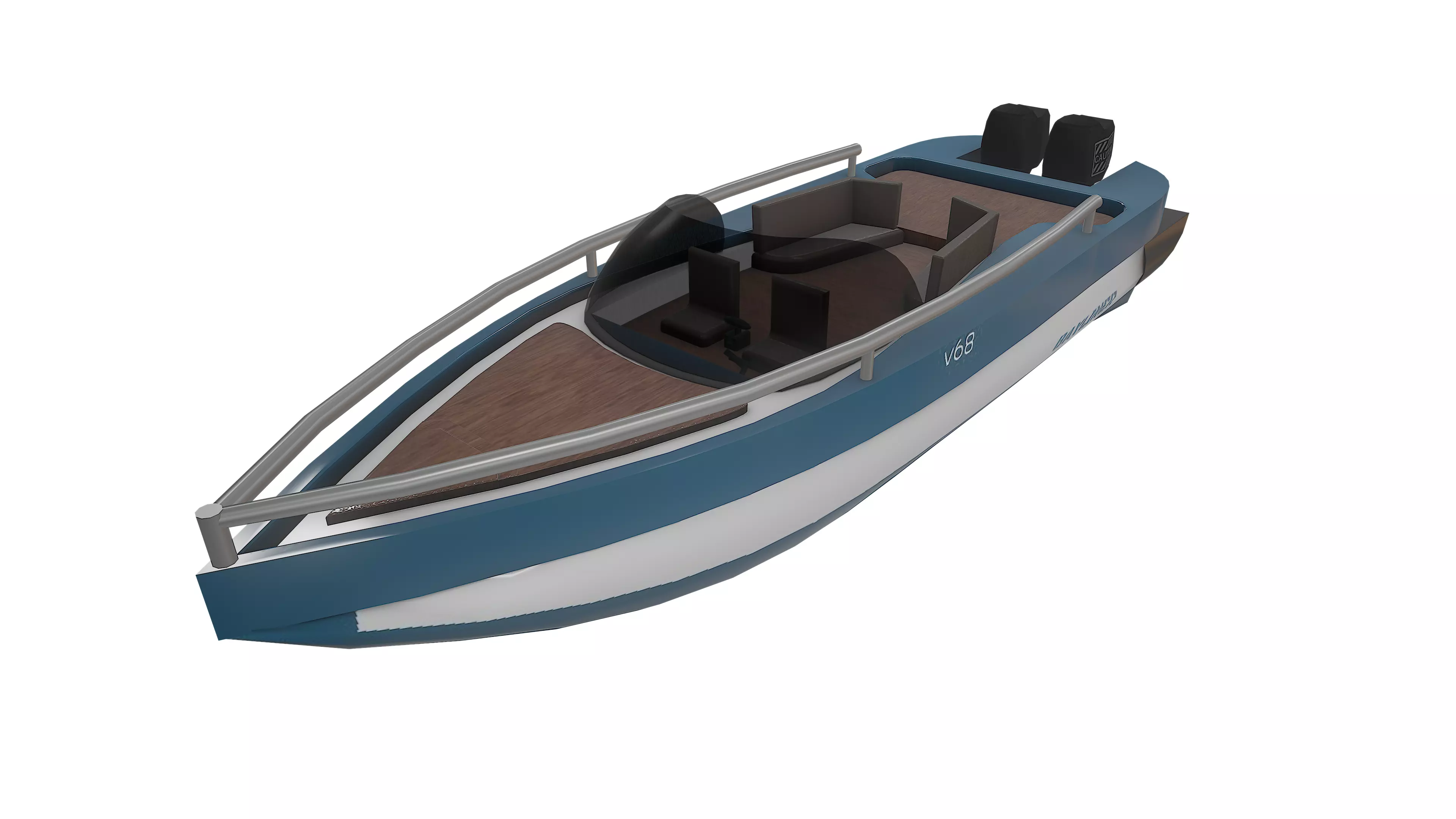 Drive Boat Low-poly 3D model_0