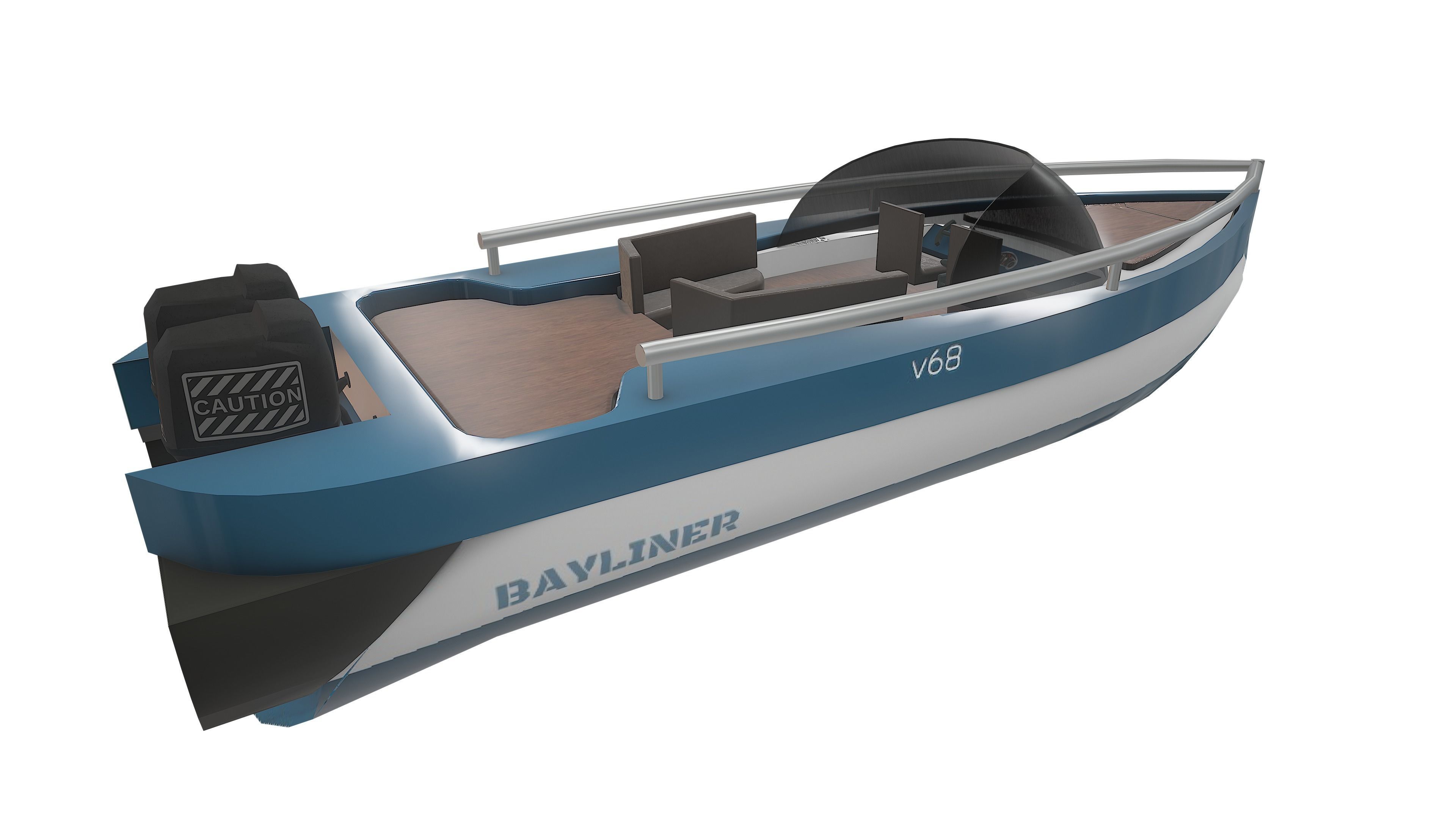 Drive Boat Low-poly 3D model_3