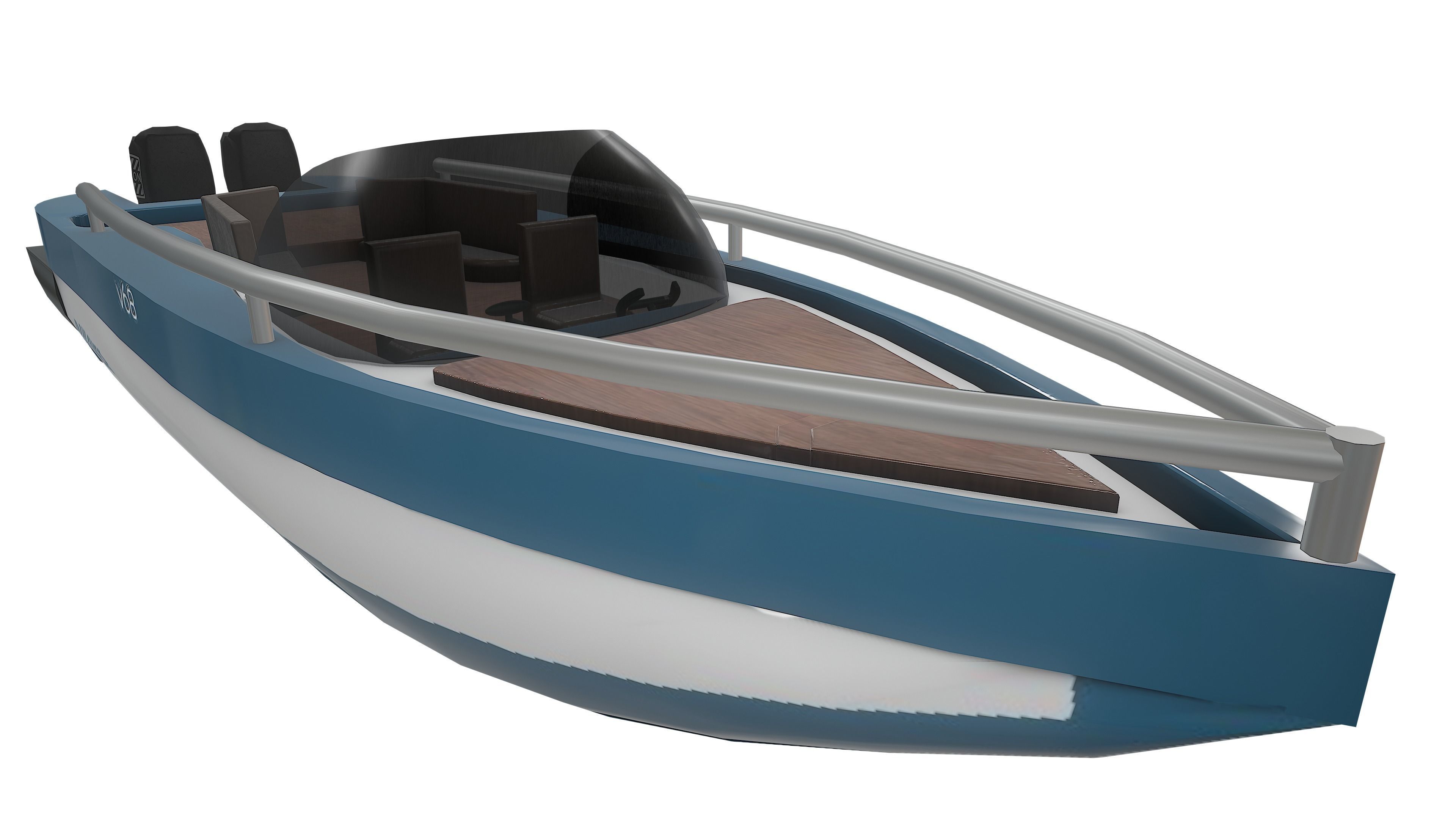 Drive Boat Low-poly 3D model_5