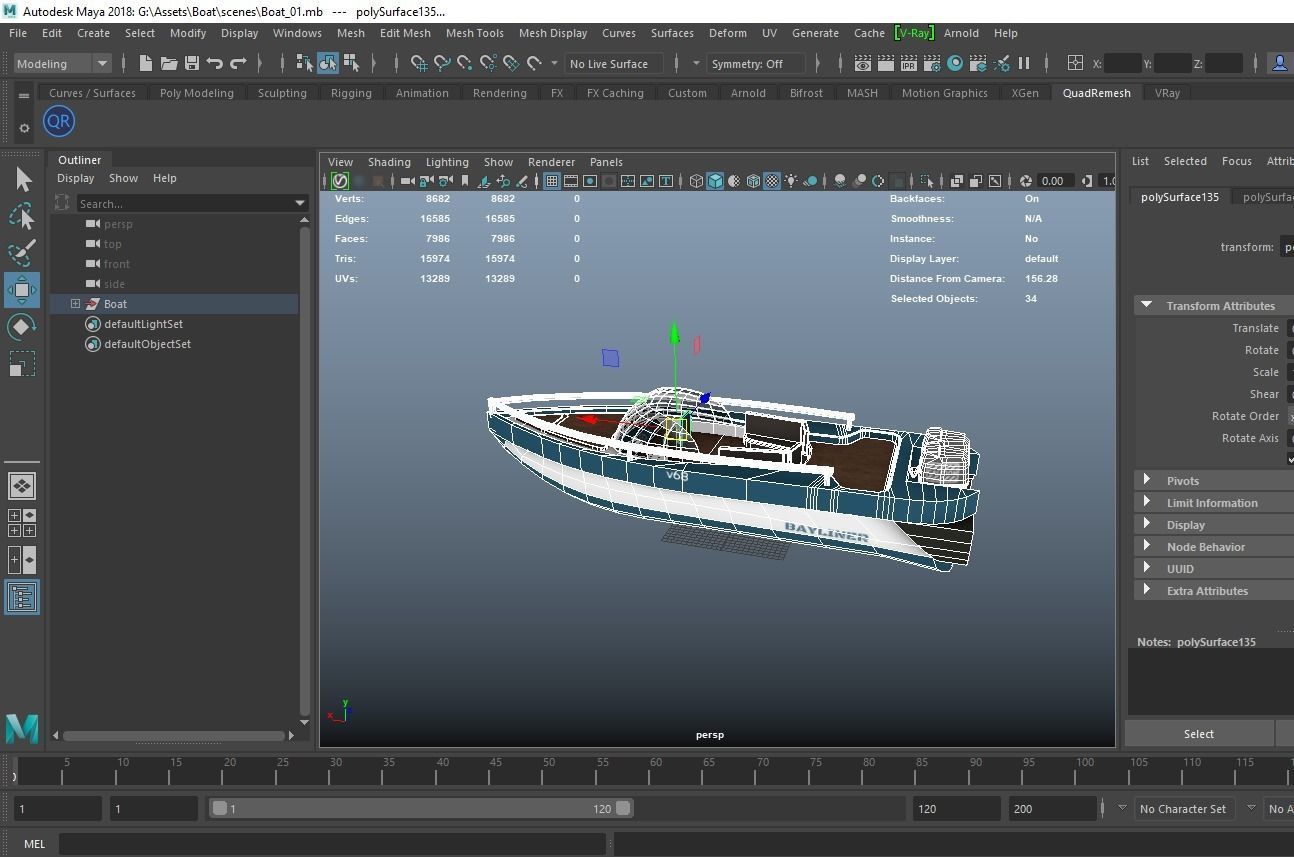 Drive Boat Low-poly 3D model_7