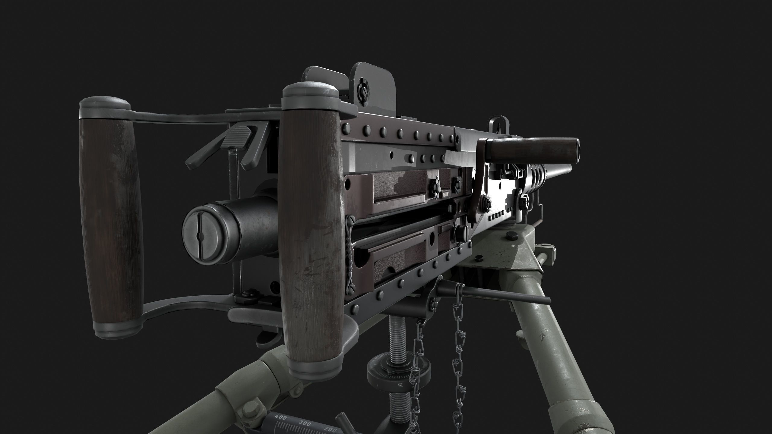 Browning M2HB Low-poly 3D model_3