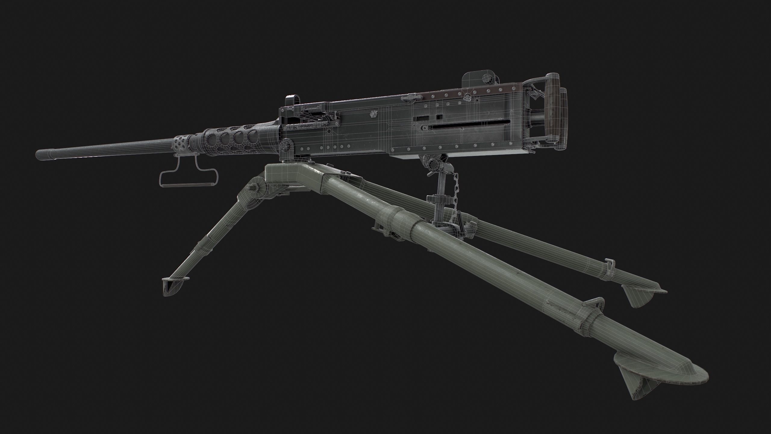 Browning M2HB Low-poly 3D model_14