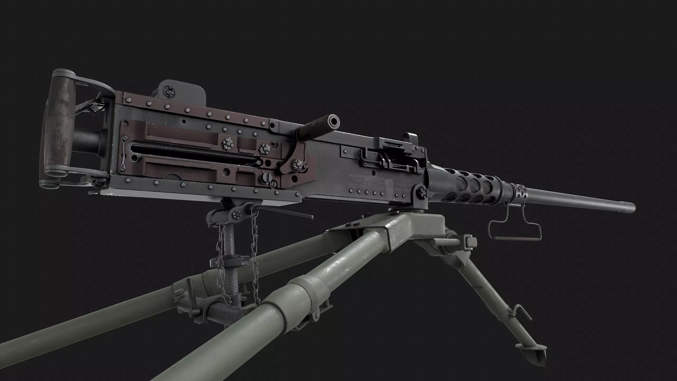 Browning M2HB Low-poly 3D model_0