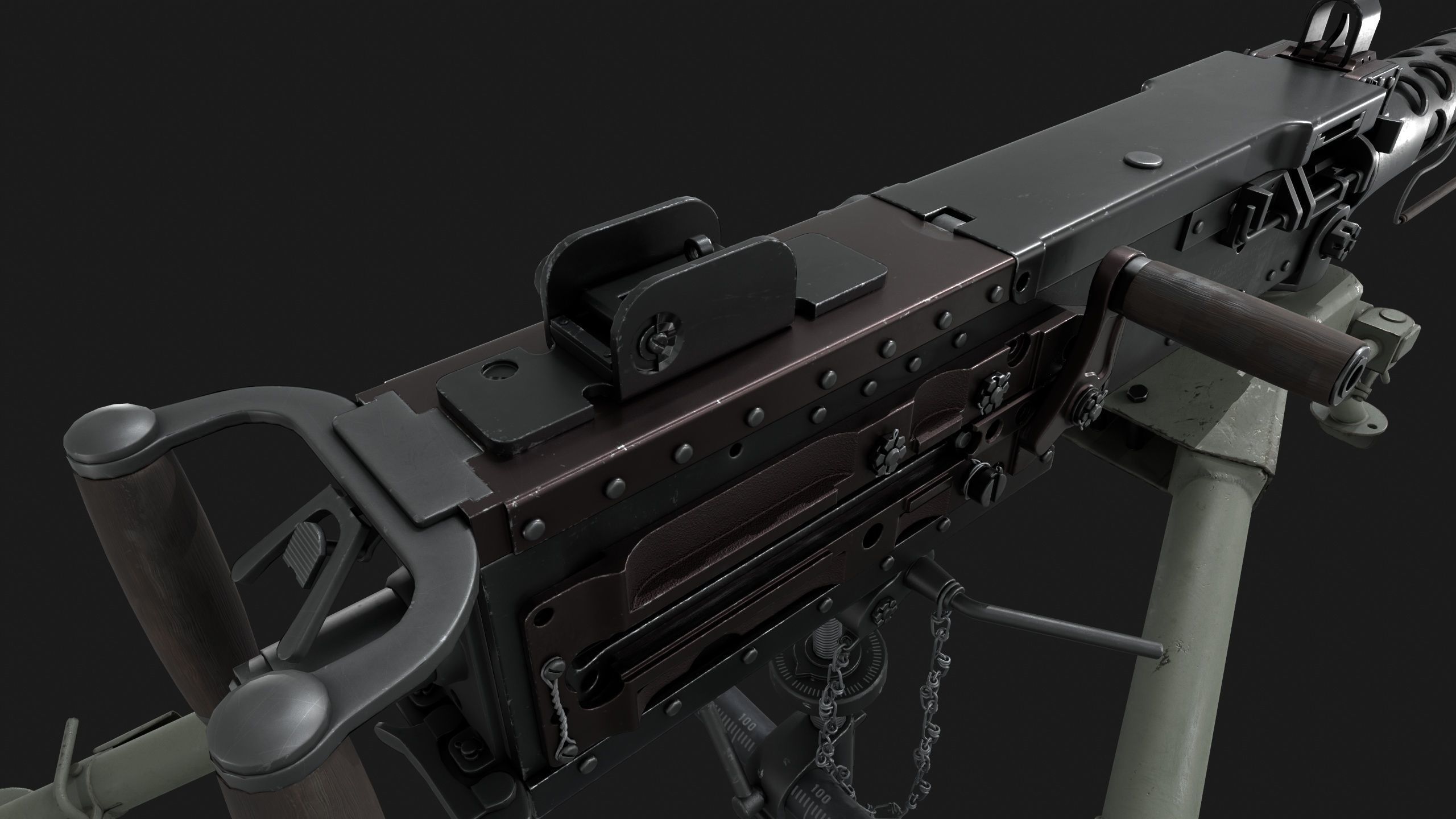 Browning M2HB Low-poly 3D model_9