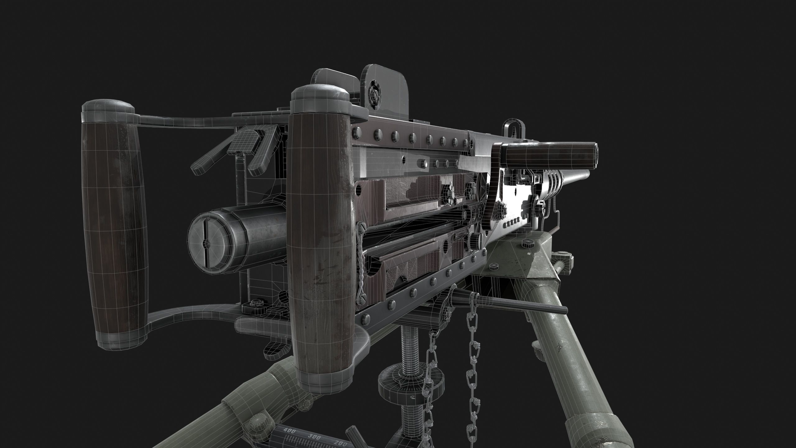 Browning M2HB Low-poly 3D model_4