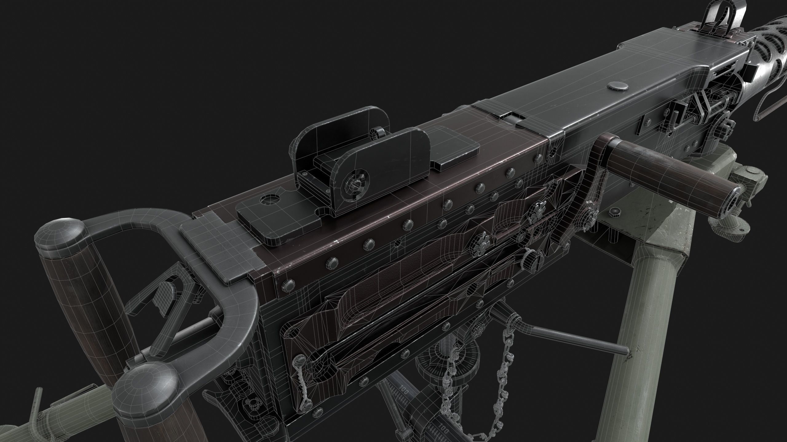 Browning M2HB Low-poly 3D model_10