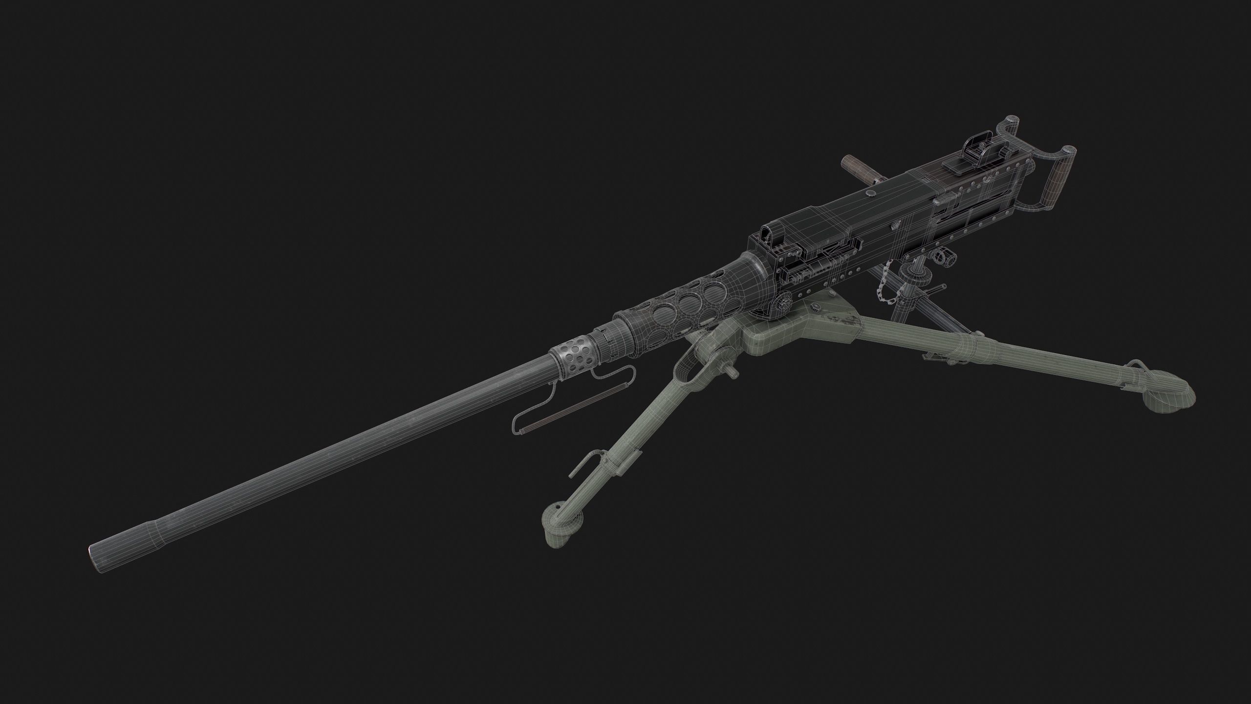 Browning M2HB Low-poly 3D model_12