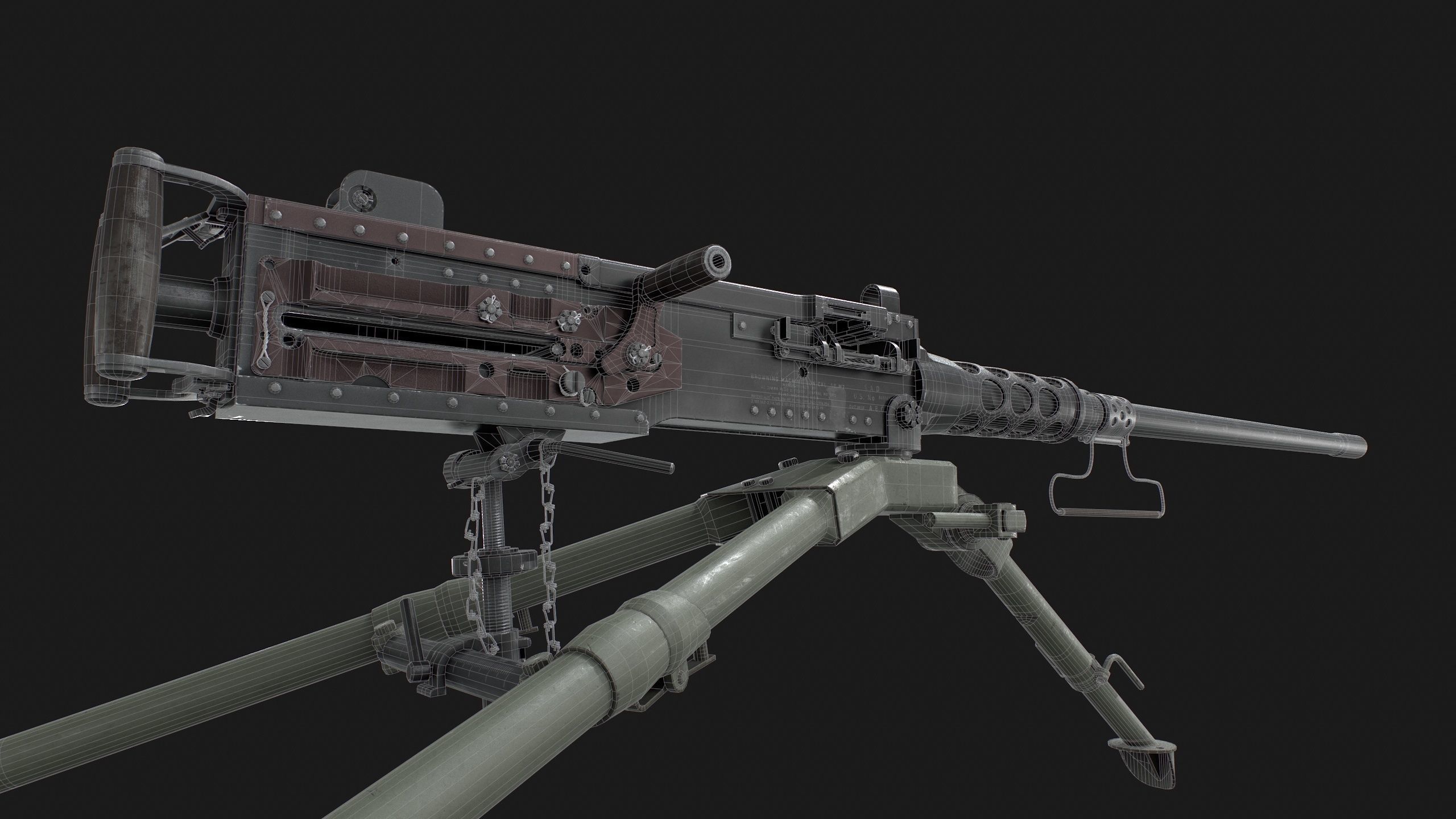 Browning M2HB Low-poly 3D model_2