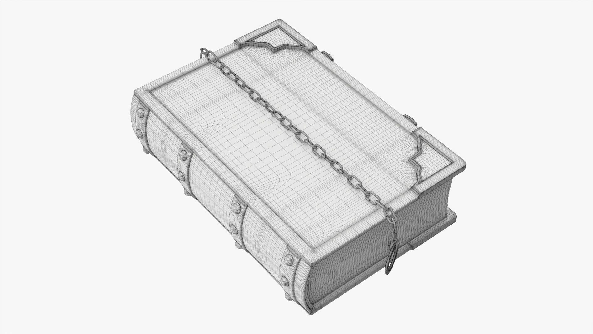Old book in leather decorated 02 3D model_8
