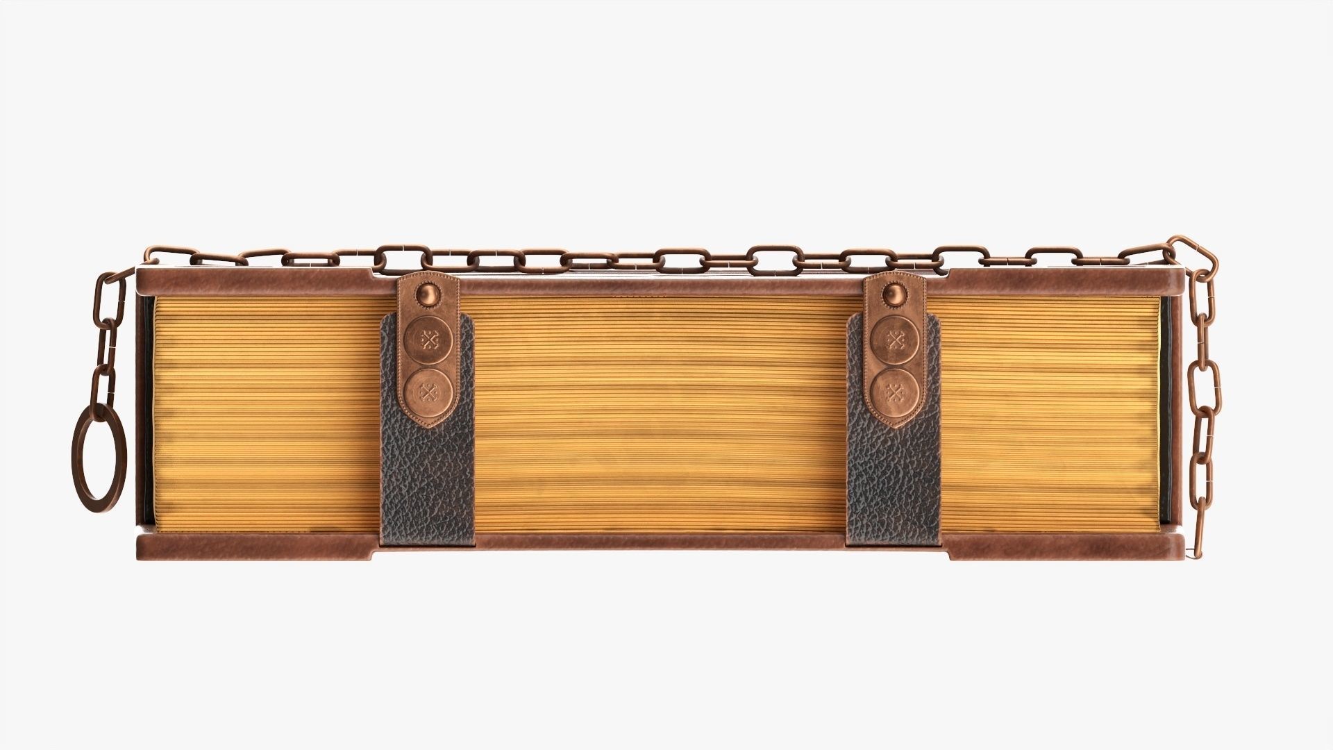 Old book in leather decorated 02 3D model_5