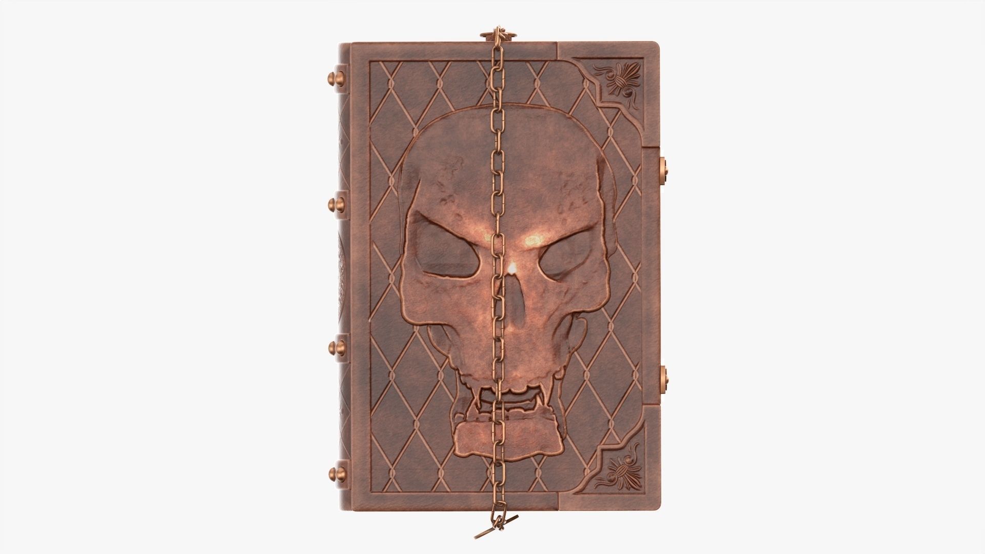 Old book in leather decorated 02 3D model_3