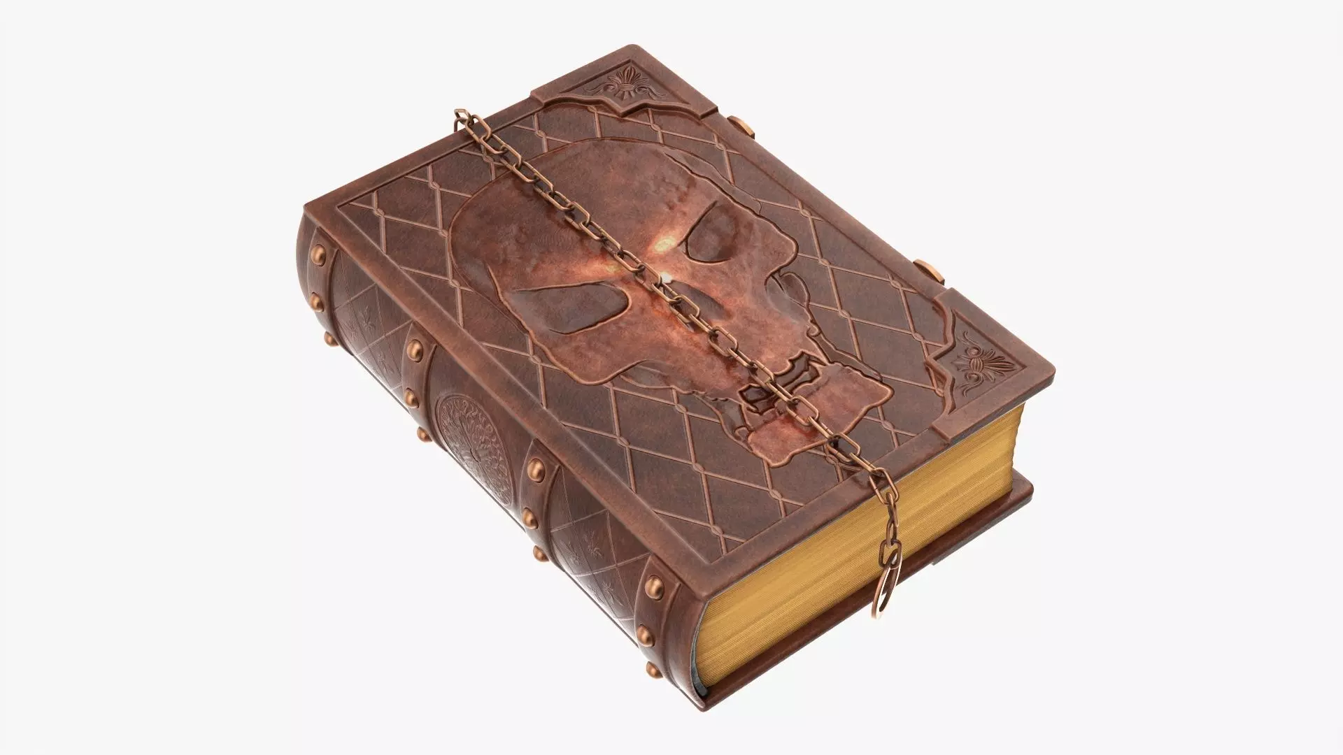 Old book in leather decorated 02 3D model_0
