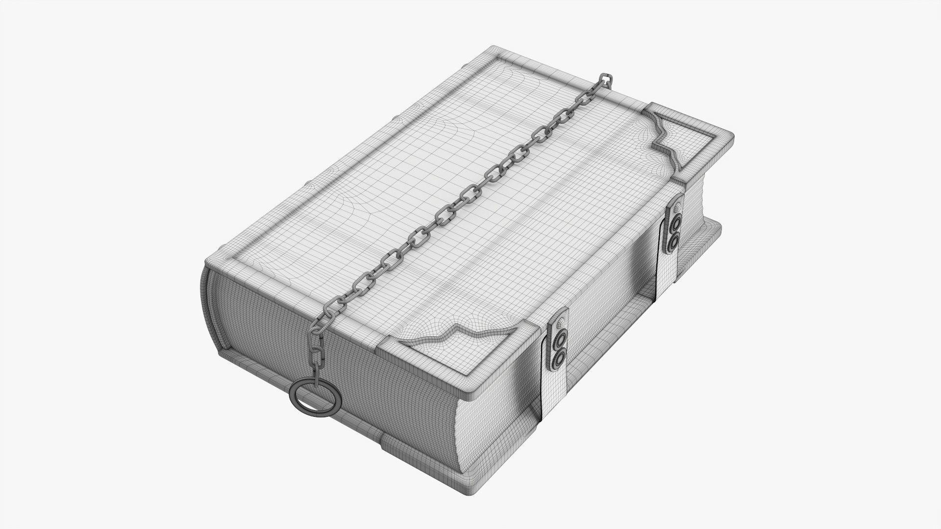 Old book in leather decorated 02 3D model_9