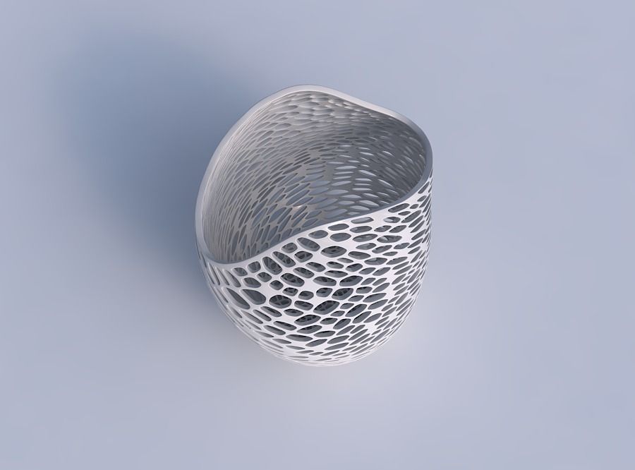 Bowl compressed and twisted with dense twisted organic lattice 3D print model_1