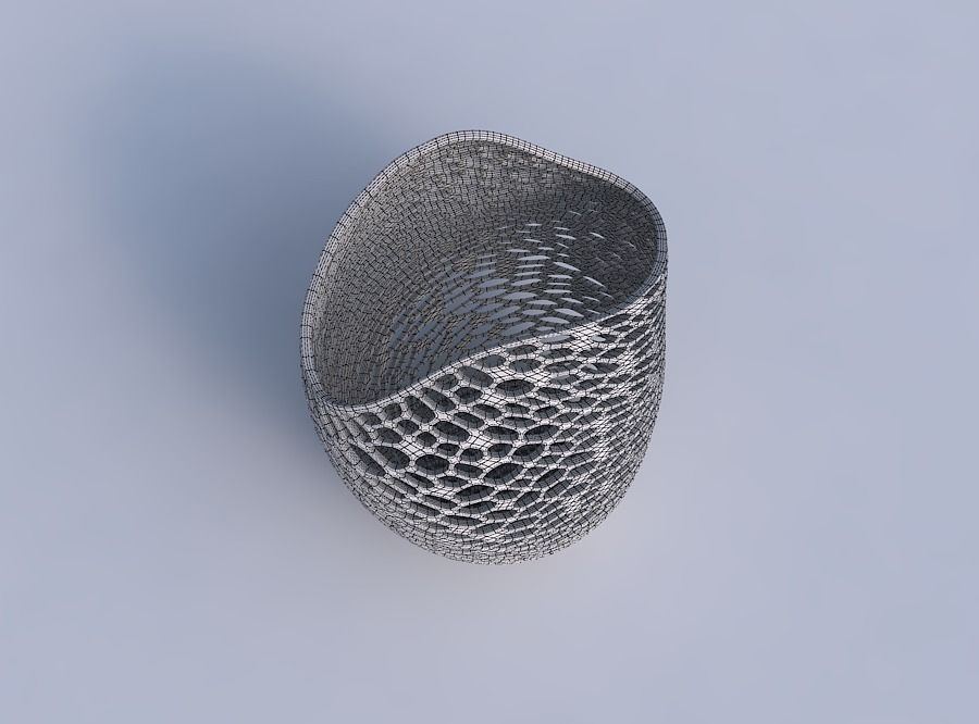 Bowl compressed and twisted with dense twisted organic lattice 3D print model_6