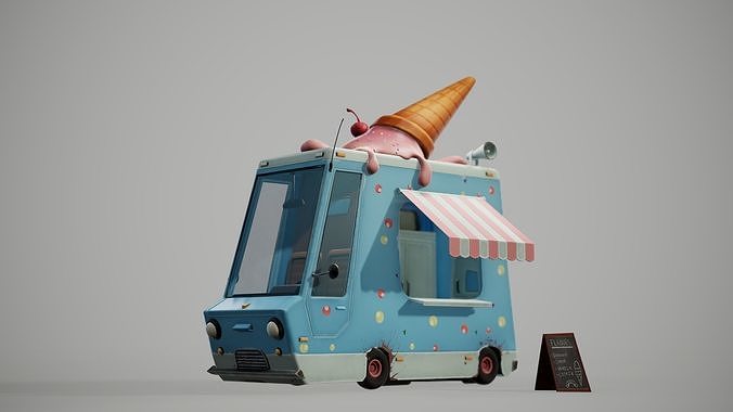 Ice Cream Van Low-poly 3D model