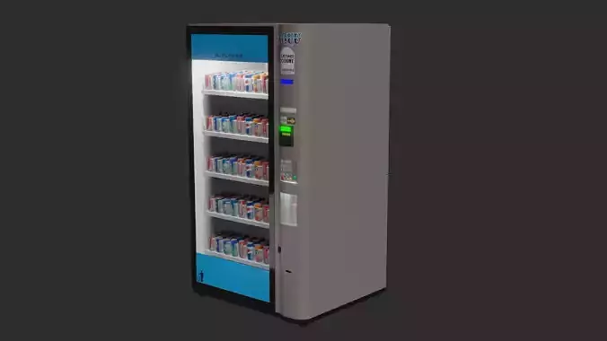 Vending Machine DH01 and Coke Low-poly 3D model