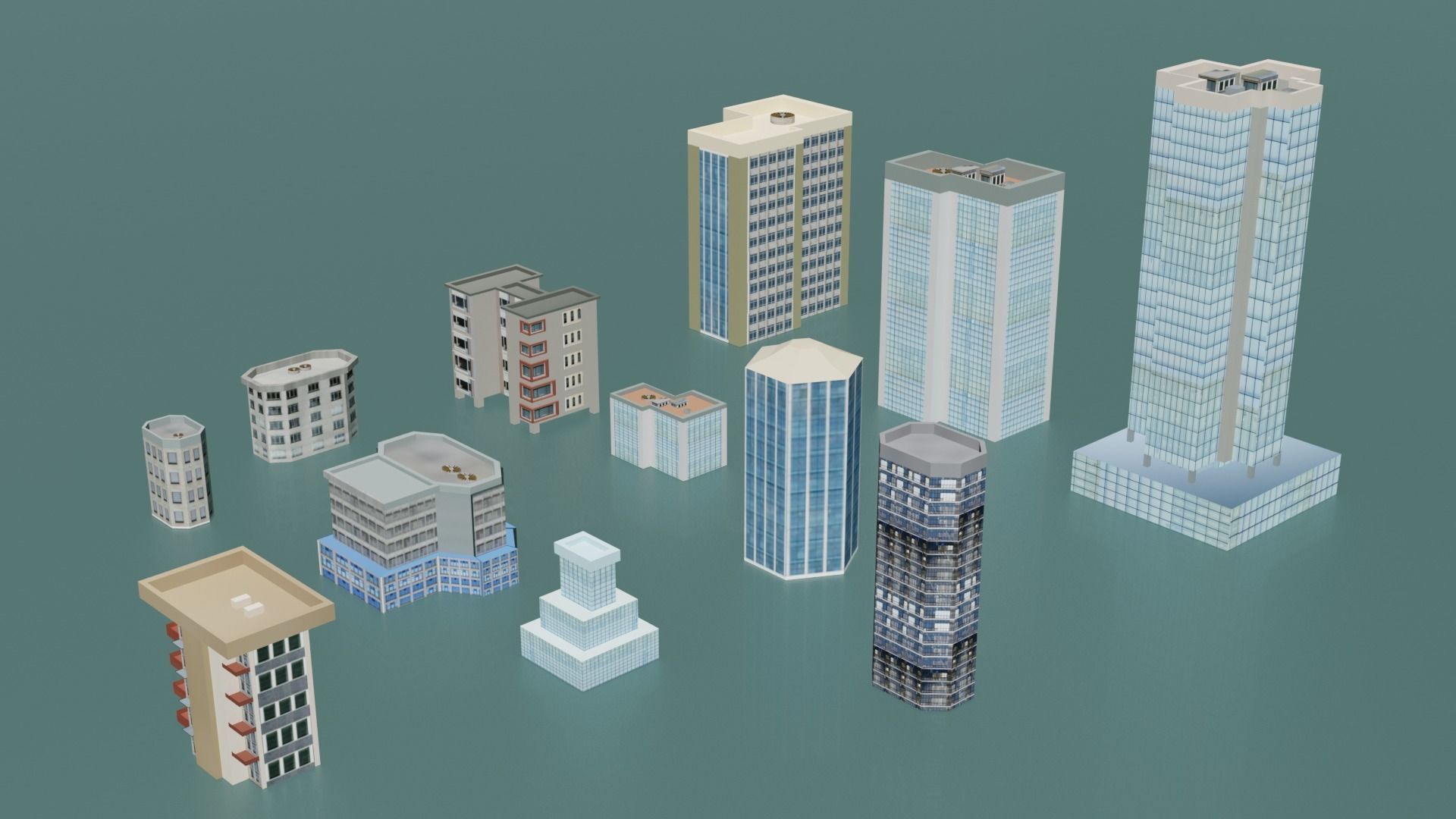 City buildings and houses pack Low-poly 3D model_17