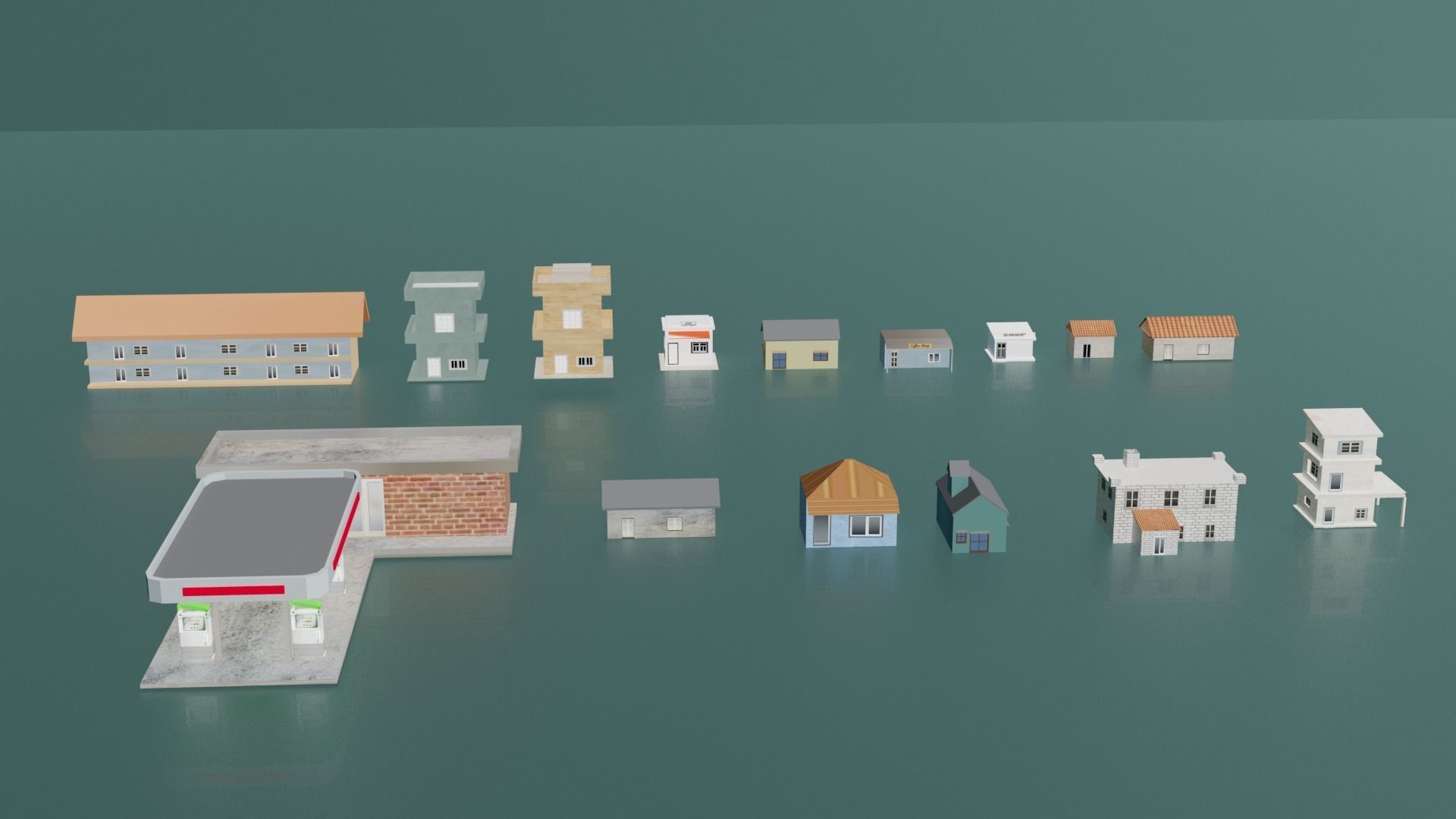 City buildings and houses pack Low-poly 3D model_15