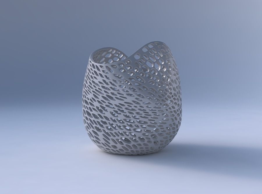 Bowl compressed and twisted with dense organic lattice 2 3D print model_4