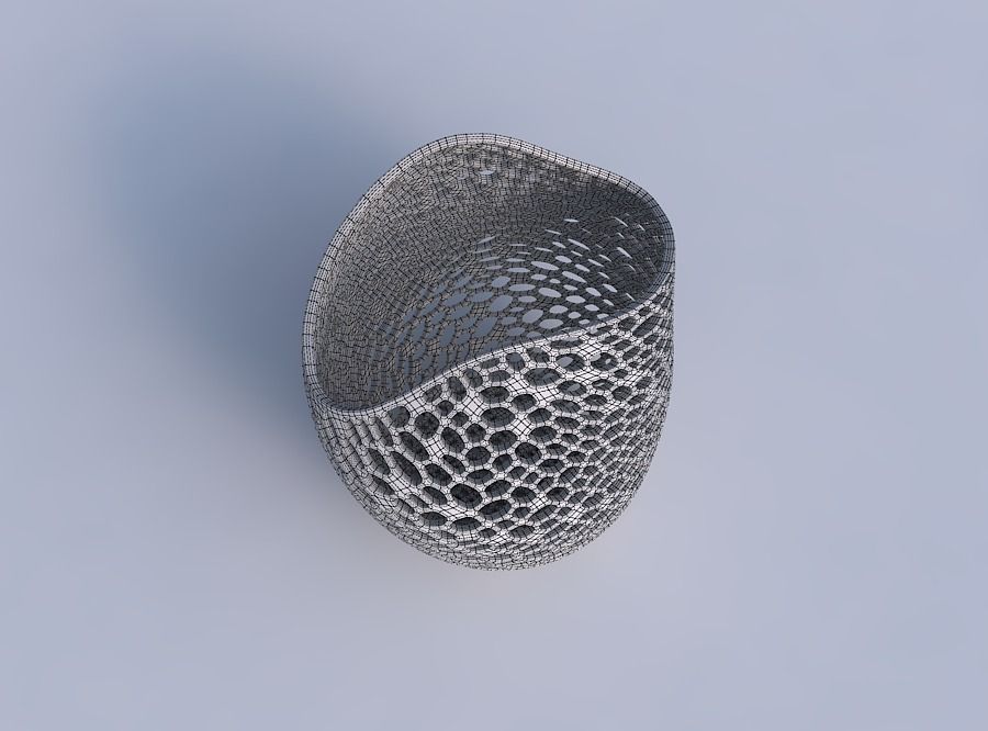 Bowl compressed and twisted with dense organic lattice 2 3D print model_6