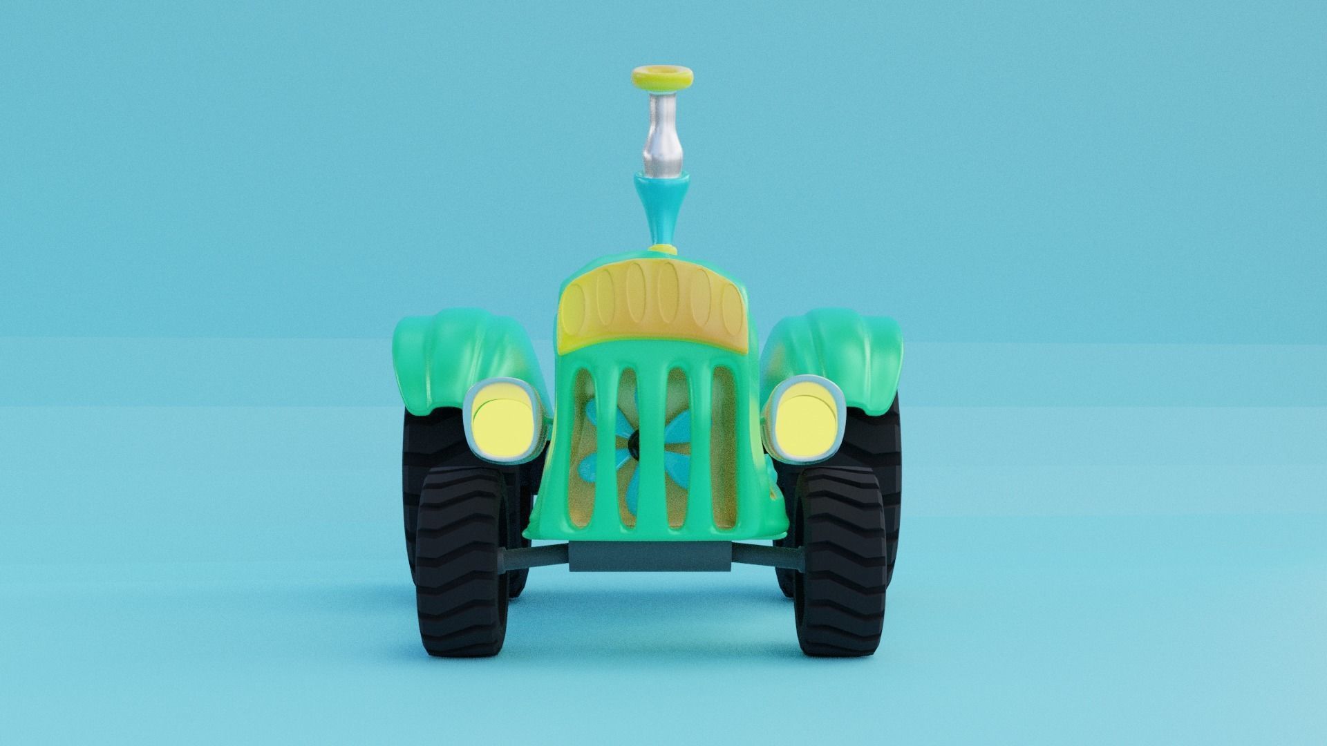 Cartoon Tractor 3D model_1