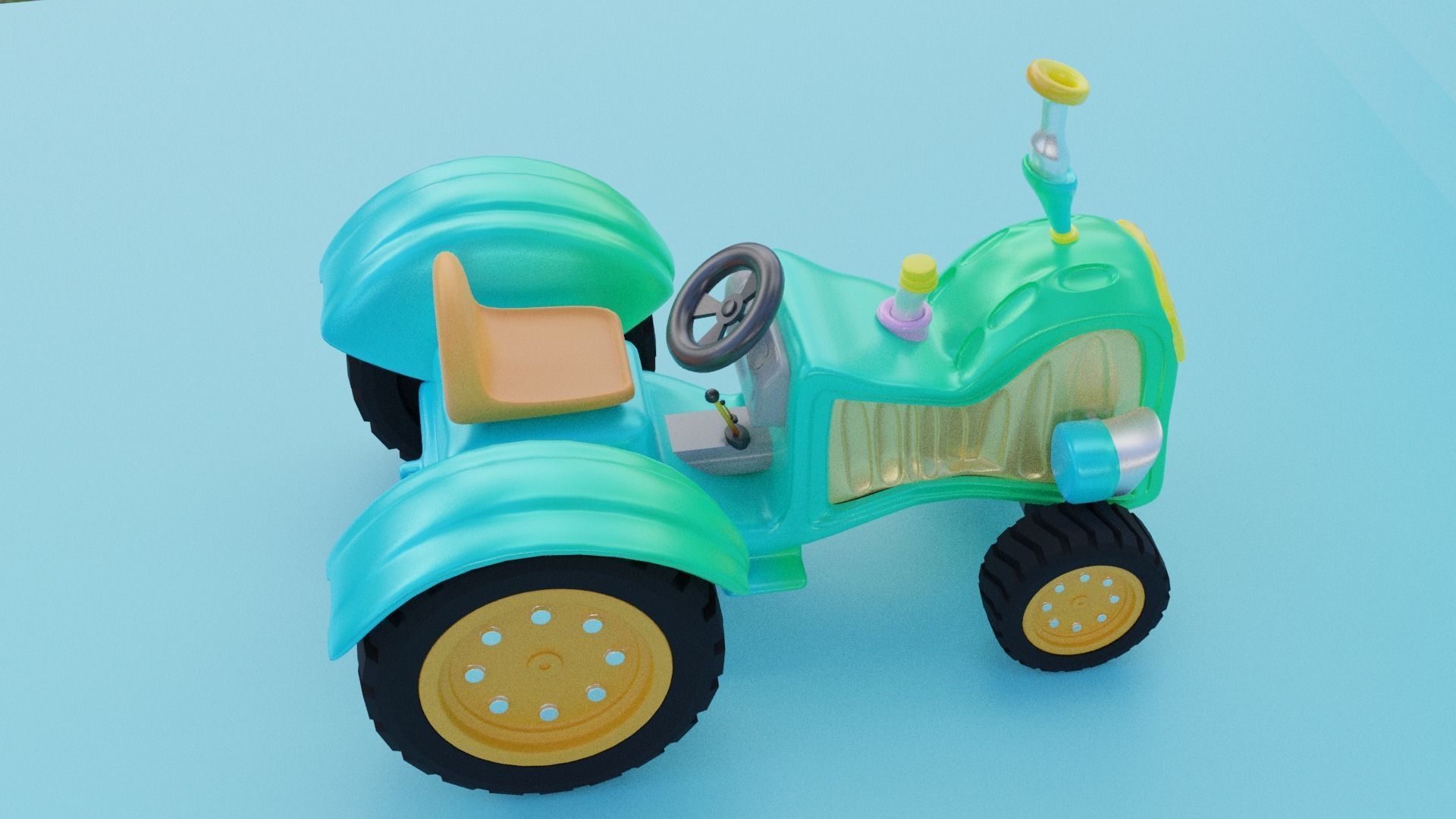 Cartoon Tractor 3D model_3