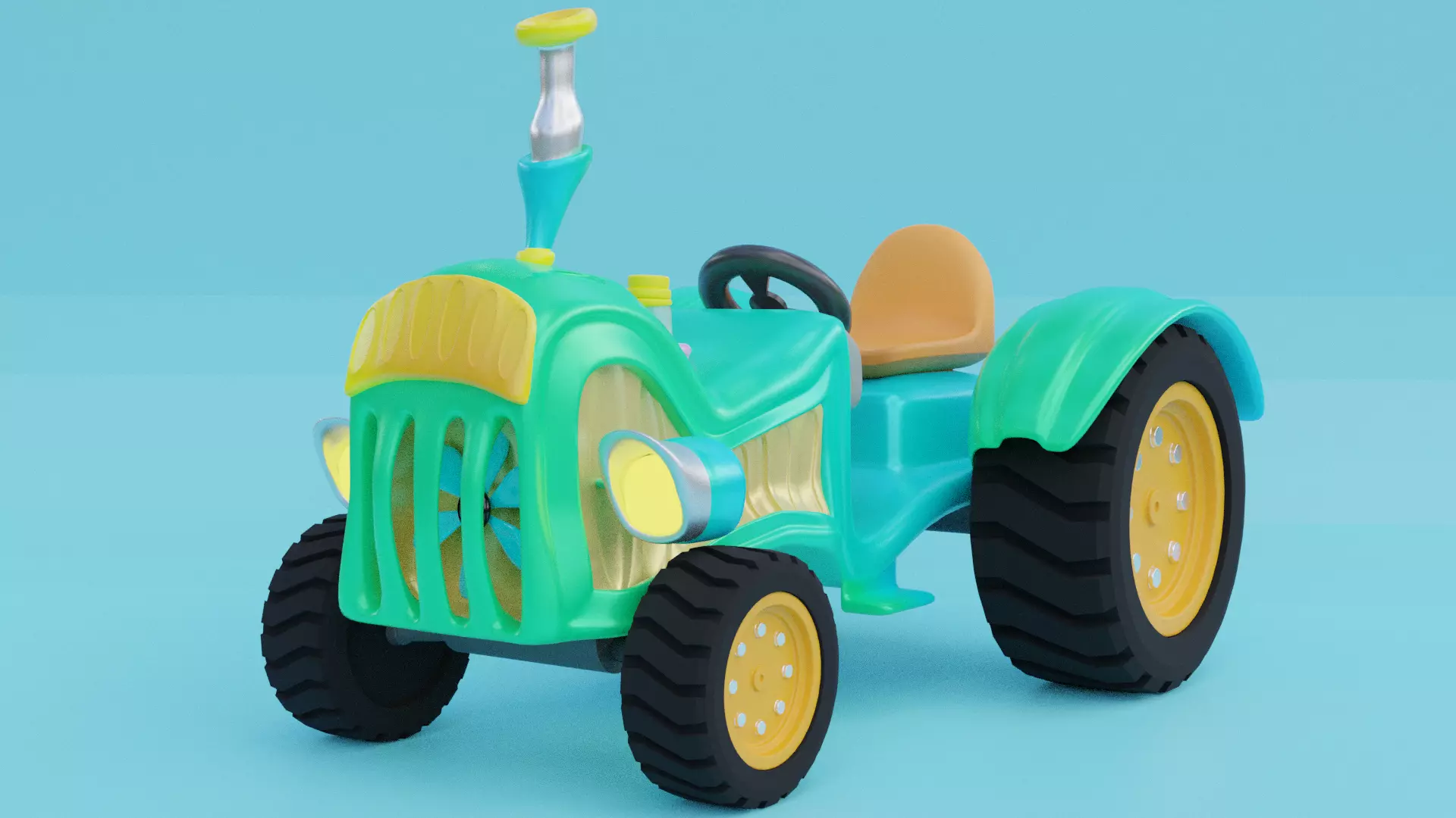 Cartoon Tractor 3D model_0