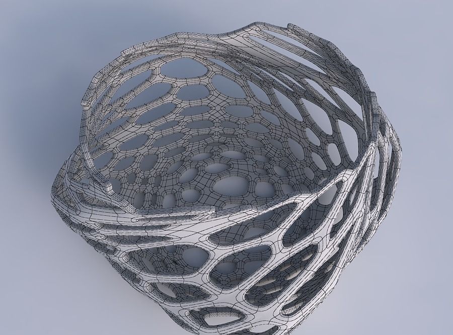 Bowl twisted elipse with cracked organic lattice 3D print model_6