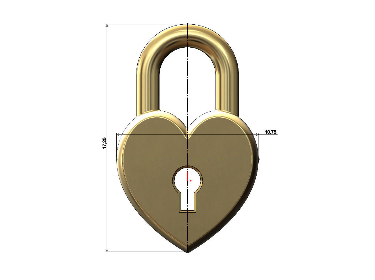 Heart shaped lock with screw ornaments pendant and charm 3D print model_6
