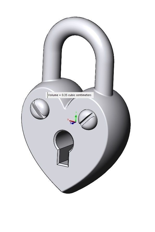 Heart shaped lock with screw ornaments pendant and charm 3D print model_12
