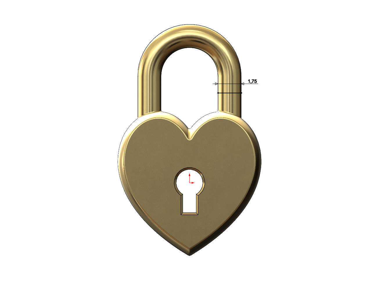 Heart shaped lock with screw ornaments pendant and charm 3D print model_7