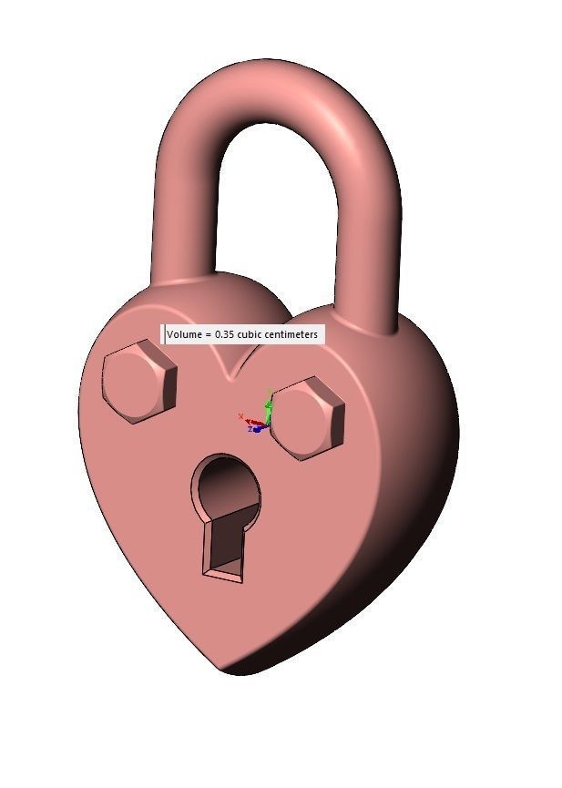 Heart shaped lock with screw ornaments pendant and charm 3D print model_11
