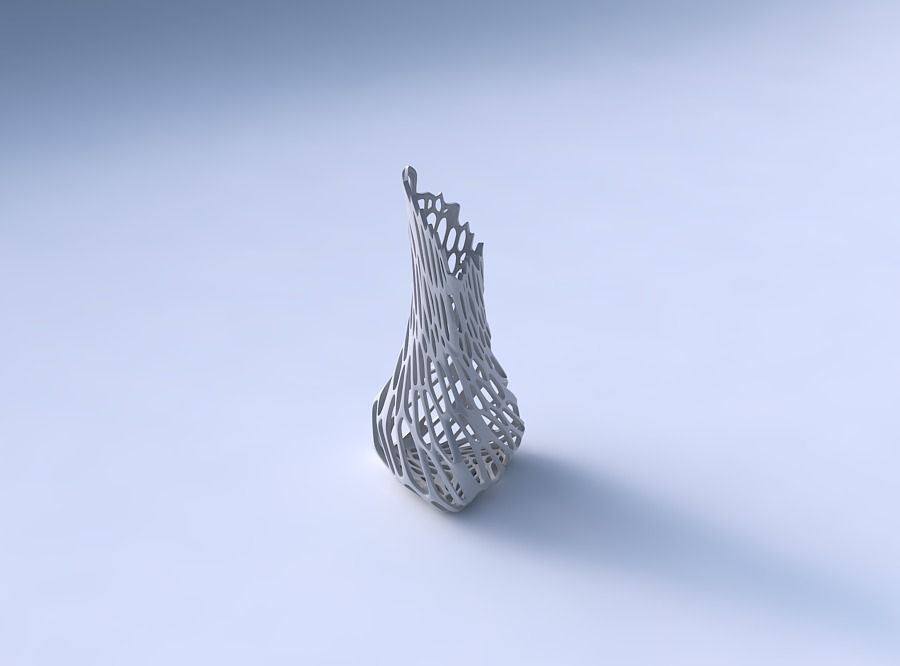 Vase puffy tappered triangle with cracked and twisted organic... 3D print model_3