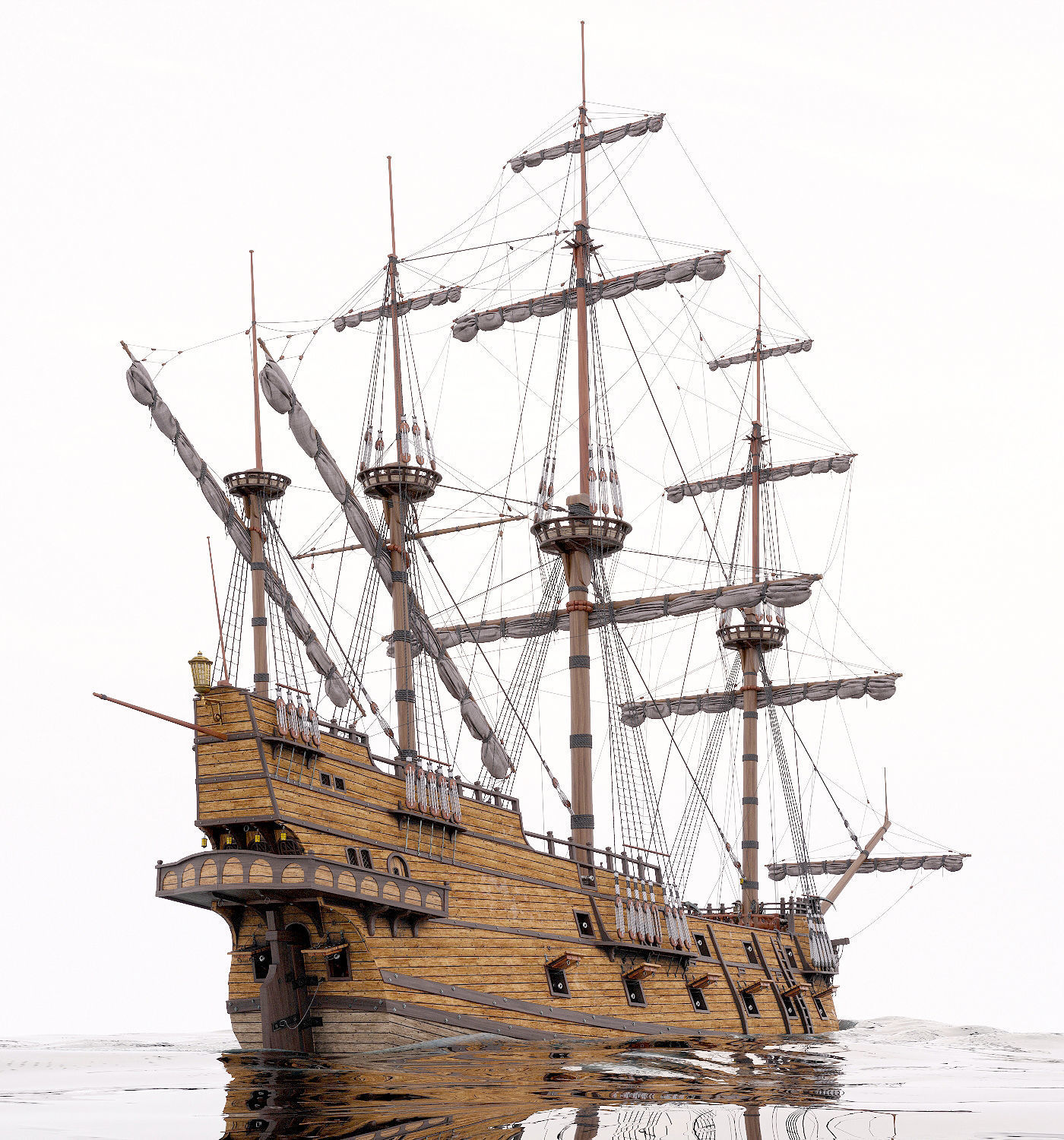 This 3D Galleon includes a fully detailed interior 01 3D model_11
