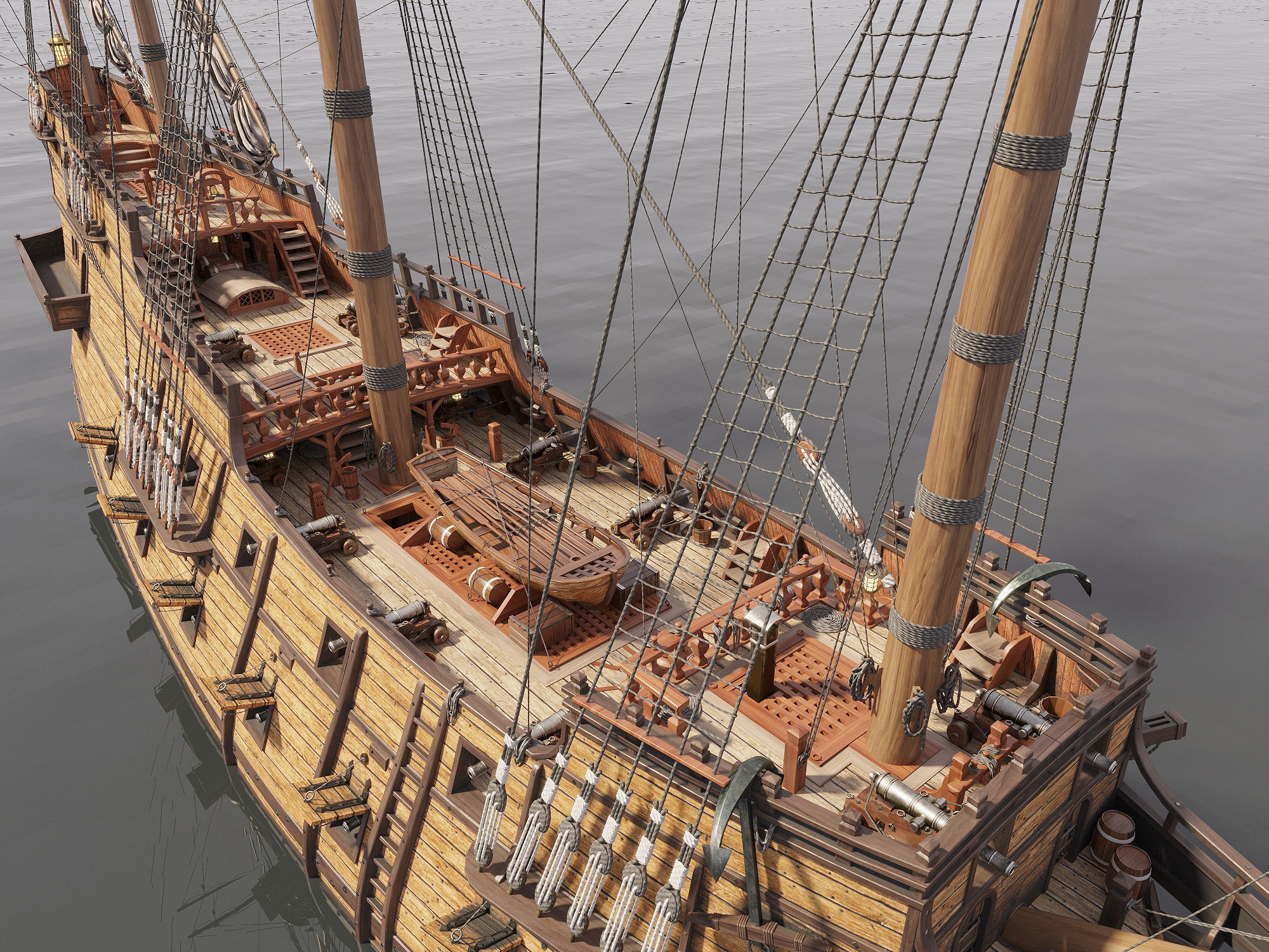 This 3D Galleon includes a fully detailed interior 01 3D model_20