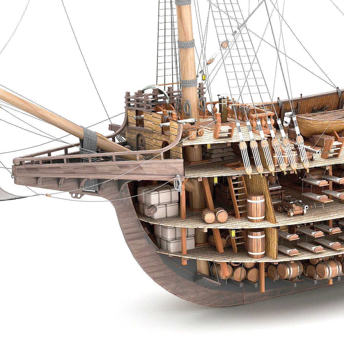 This 3D Galleon includes a fully detailed interior 01 3D model_6