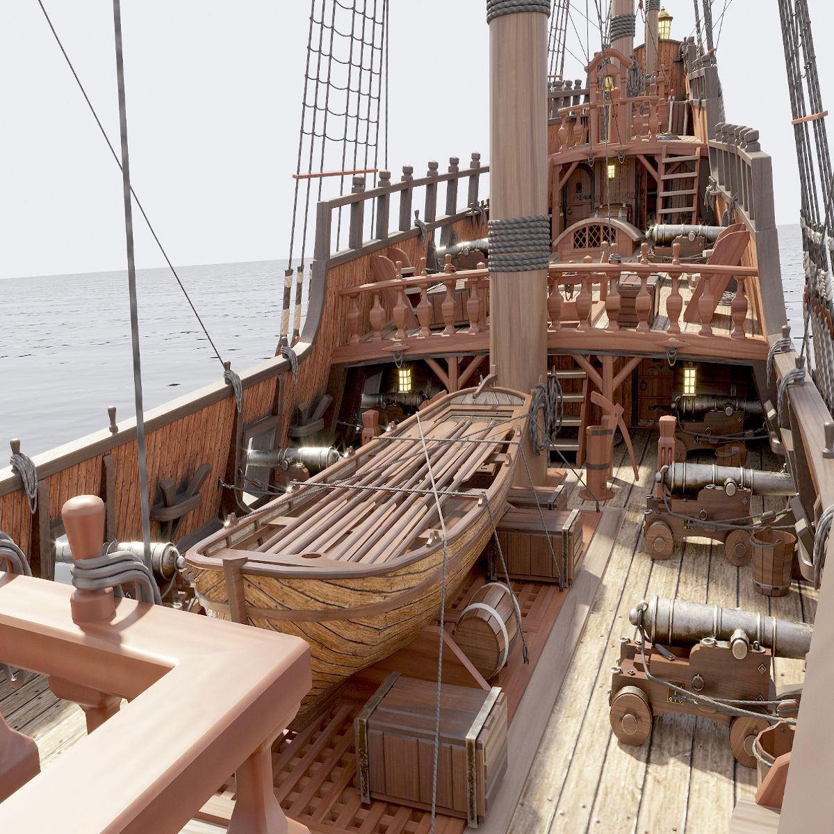 This 3D Galleon includes a fully detailed interior 01 3D model_2