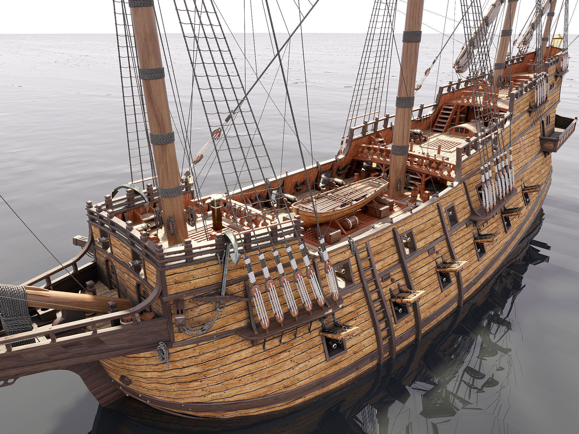 This 3D Galleon includes a fully detailed interior 01 3D model_24
