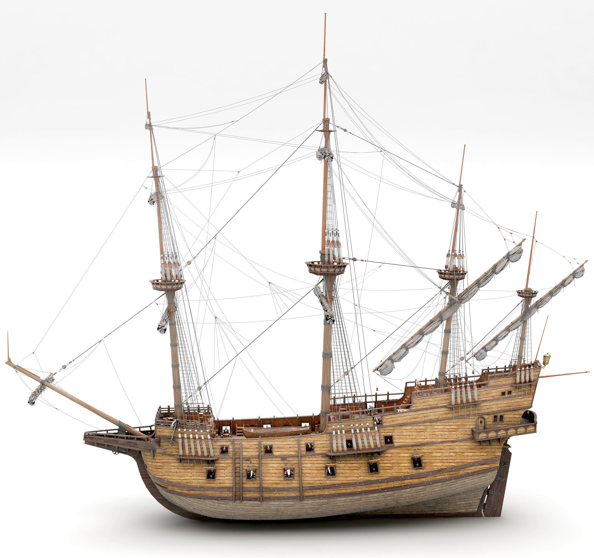 This 3D Galleon includes a fully detailed interior 01 3D model_25