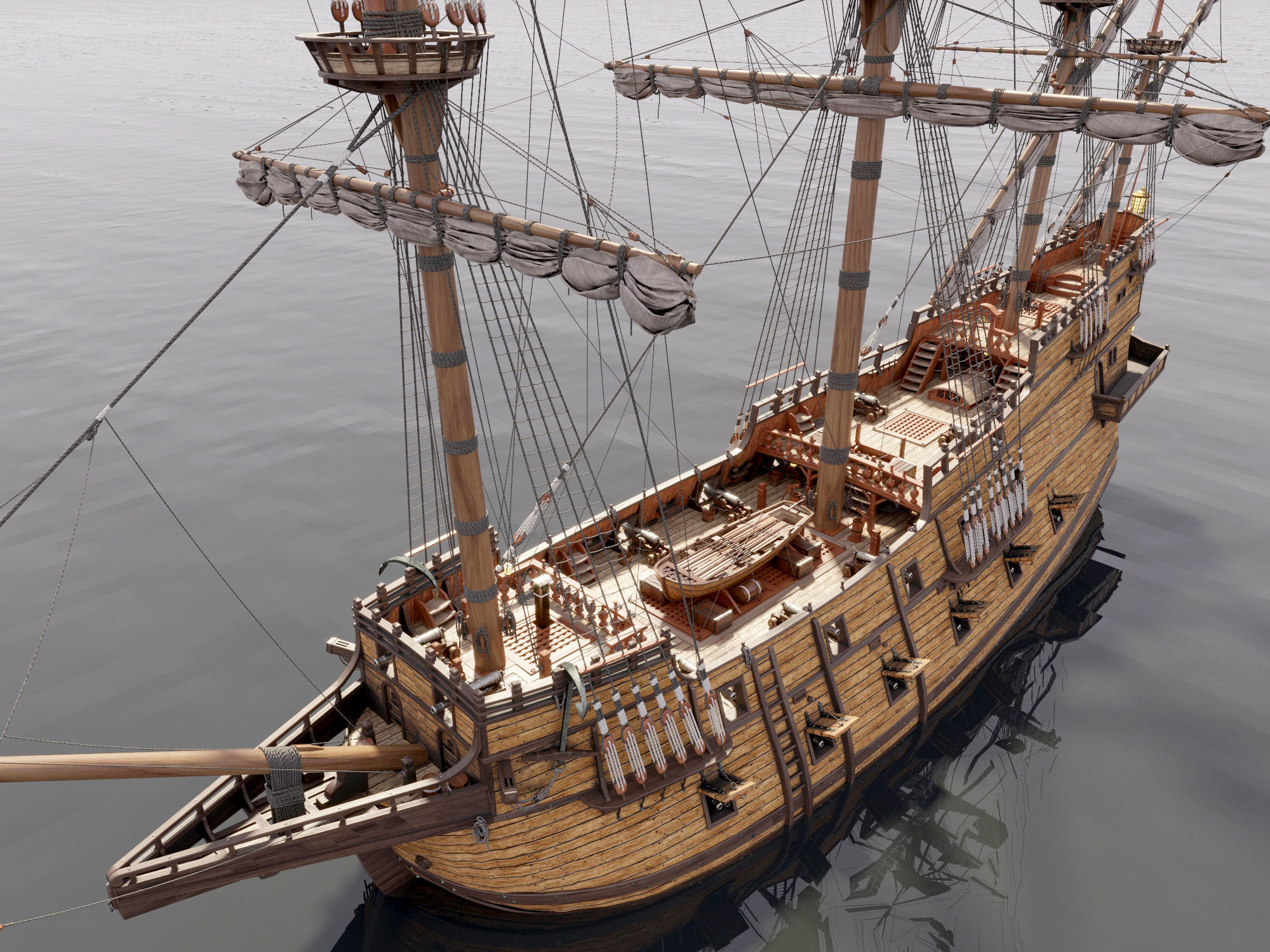 This 3D Galleon includes a fully detailed interior 01 3D model_3