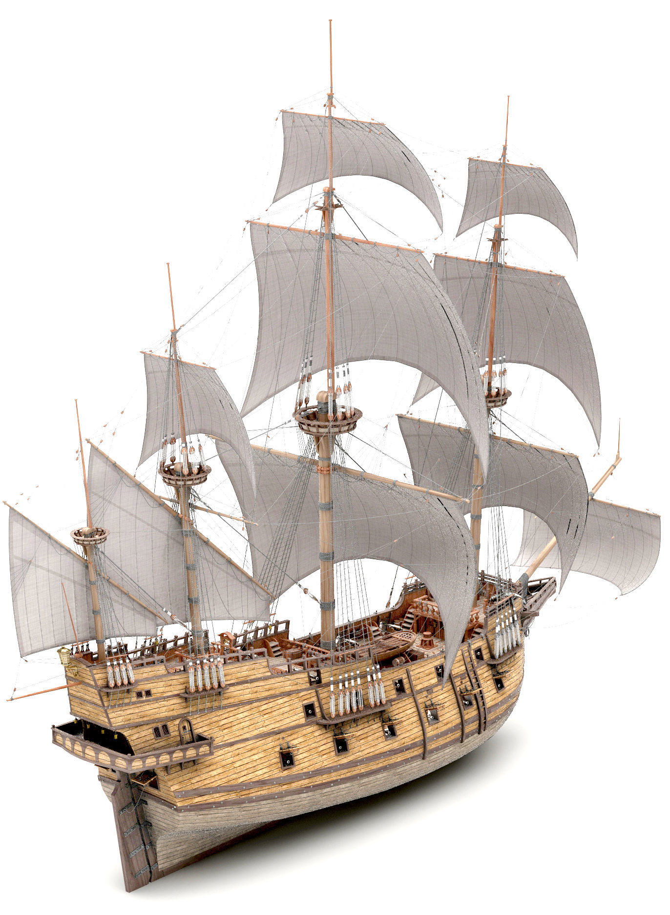 This 3D Galleon includes a fully detailed interior 01 3D model_12