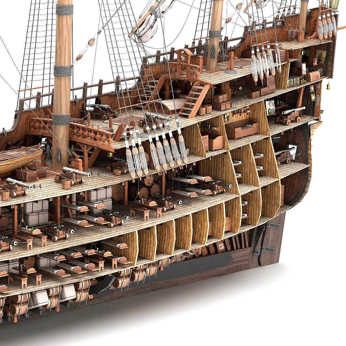 This 3D Galleon includes a fully detailed interior 01 3D model_7