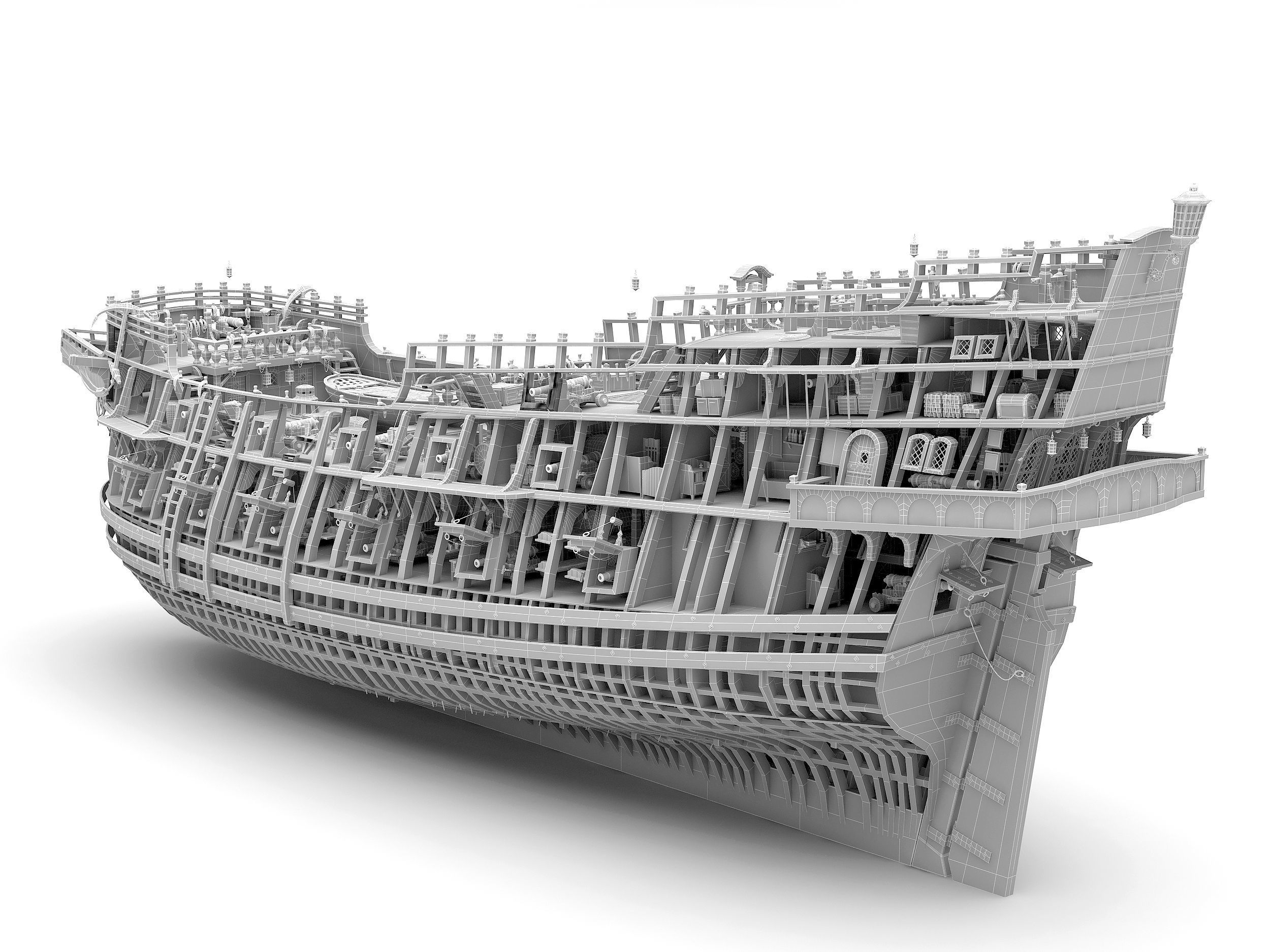 This 3D Galleon includes a fully detailed interior 01 3D model_29