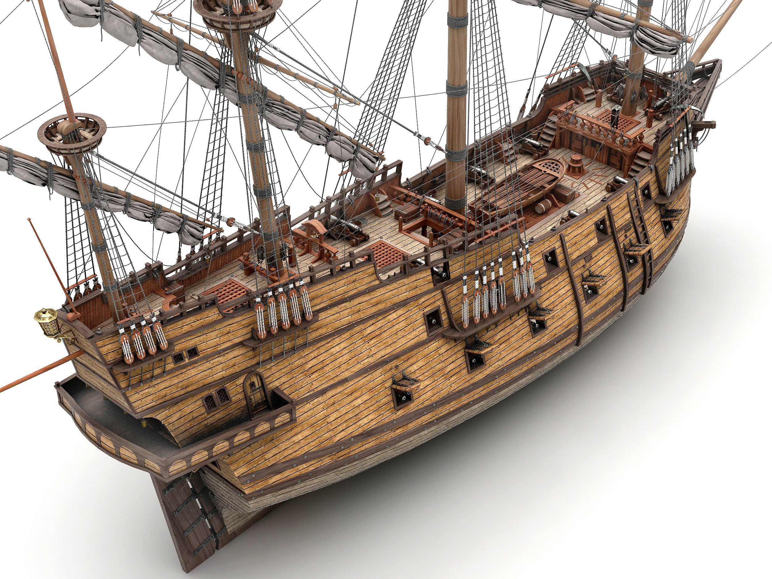 This 3D Galleon includes a fully detailed interior 01 3D model_23