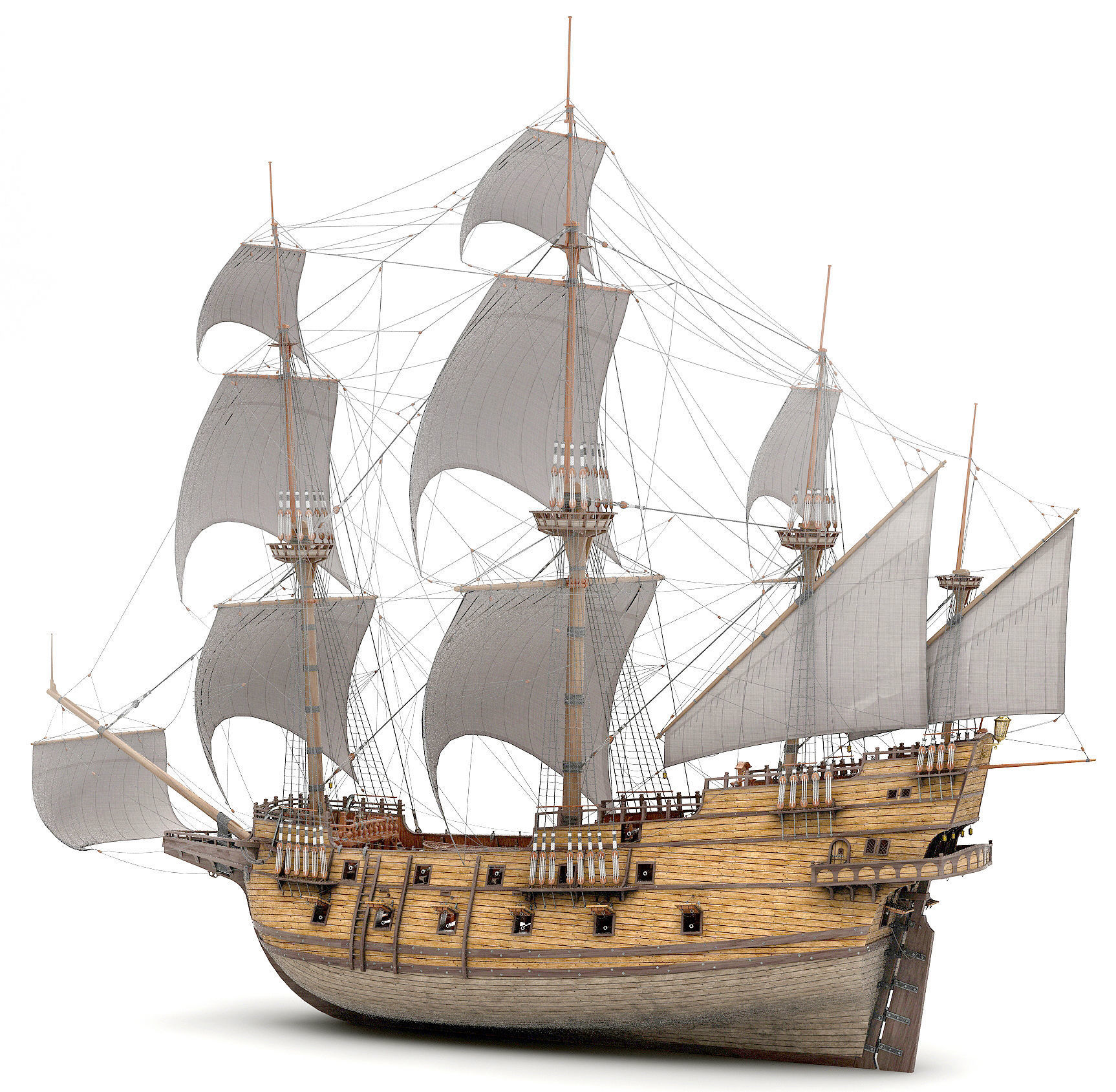 This 3D Galleon includes a fully detailed interior 01 3D model_13