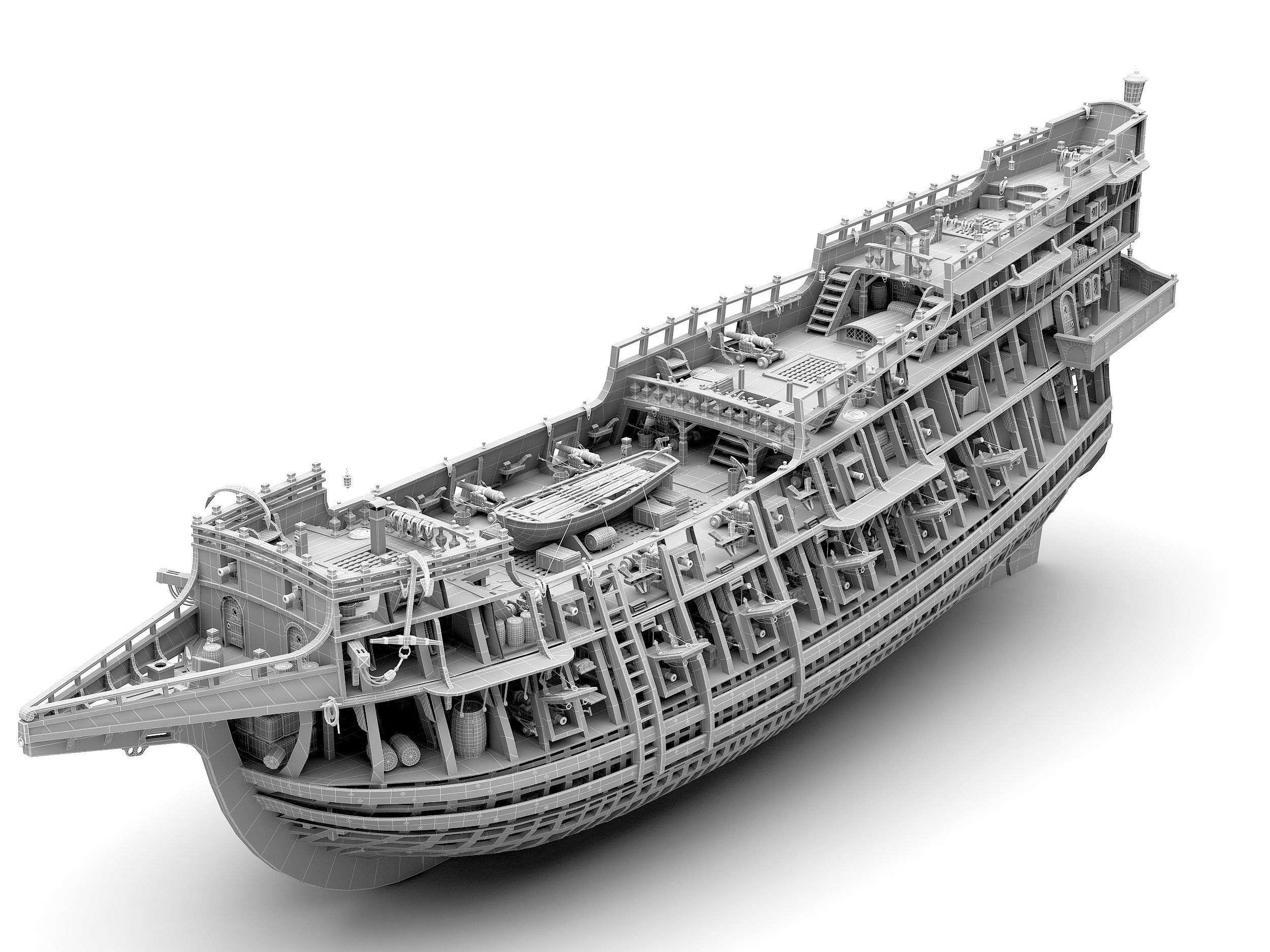 This 3D Galleon includes a fully detailed interior 01 3D model_28
