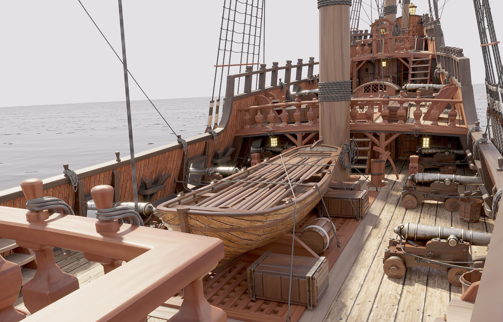 This 3D Galleon includes a fully detailed interior 01 3D model_32