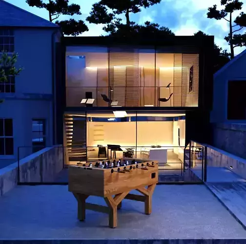 Realistic wooden Foosball Table yacht design Low-poly 3D model