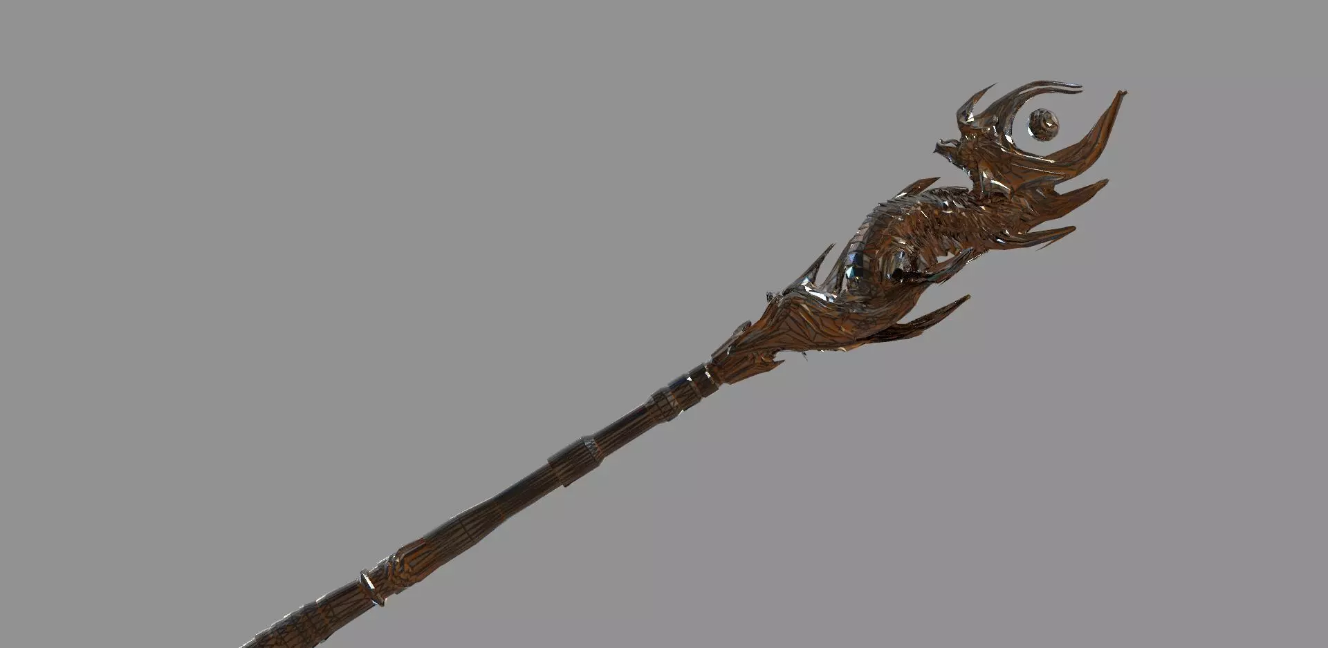 Staff Fantasy Dragon 3D model_0